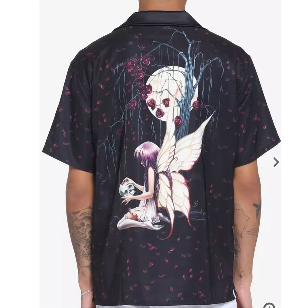 Hot Topic Fairies By Trick Petals Woven Button-Up Shirt New Size Small